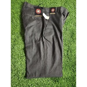 Yale Men Charcoal Grey Dress Pants Flat Front Straight Leg Trousers Size 30 NEW